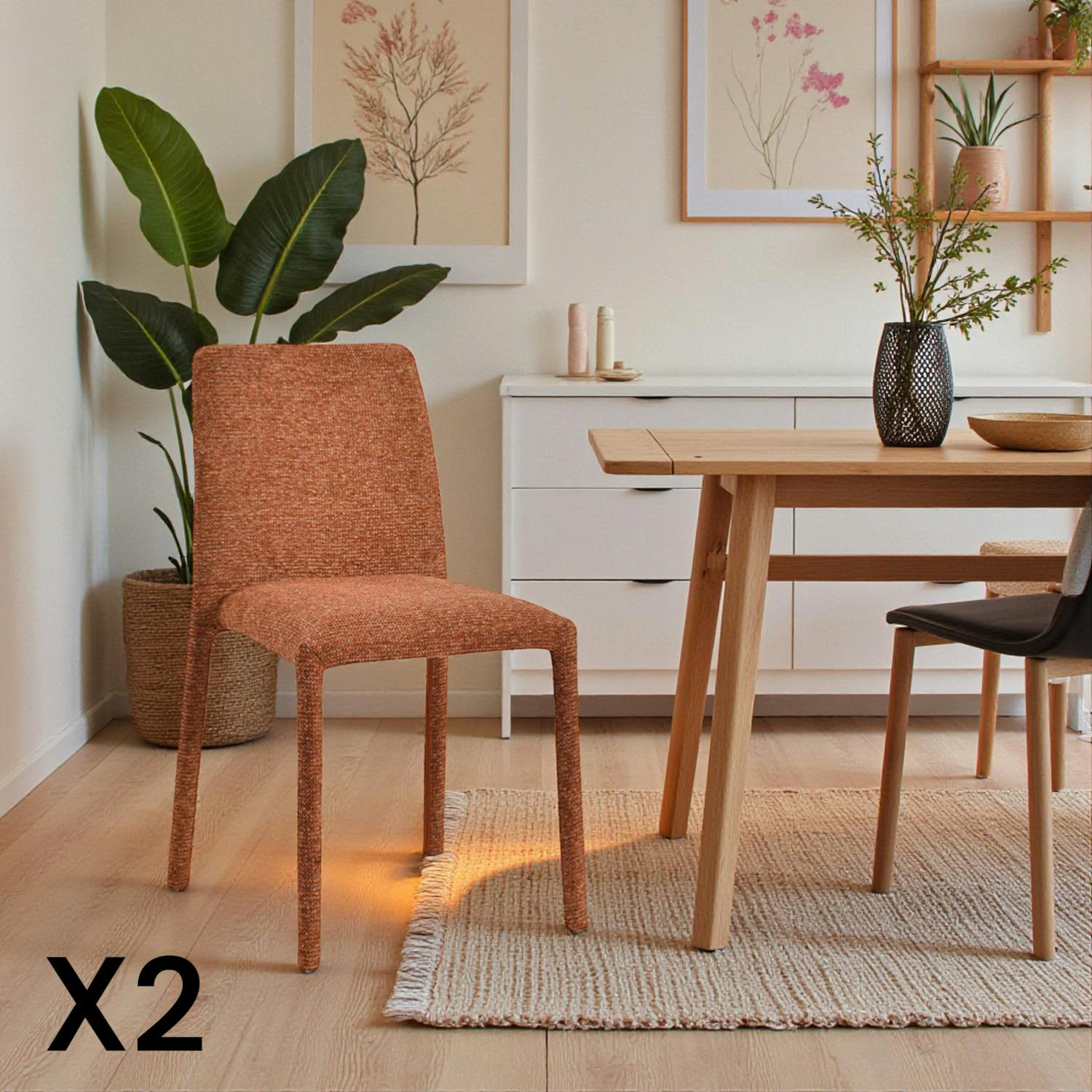 Chaise empilable terracotta en tissu (lot de 2) ESSEN