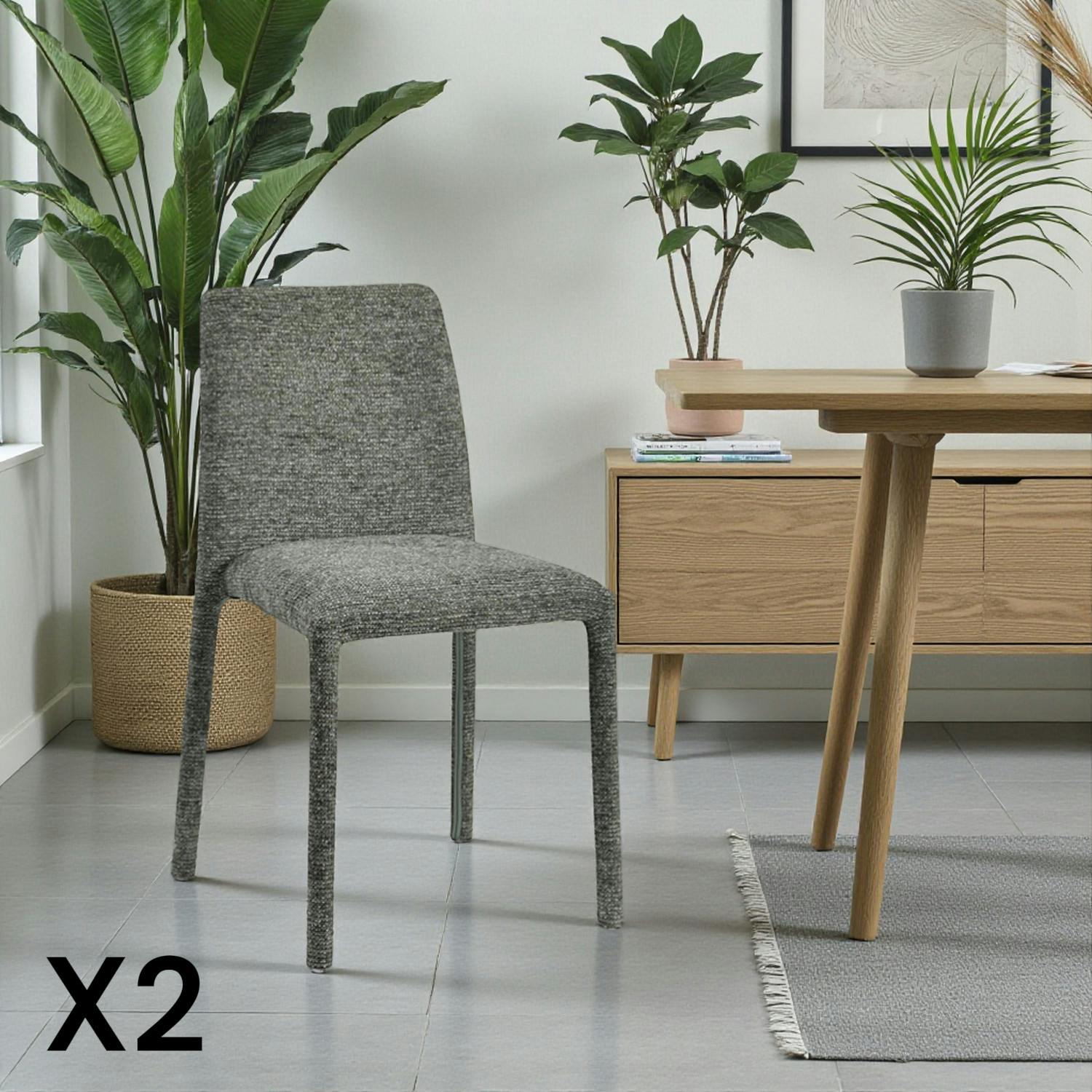 Chaise empilable verte en tissu (lot de 2) ESSEN