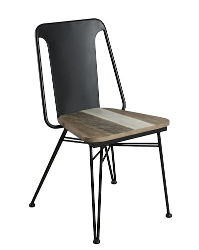 Chaise en Acacia massif bandes teintes variées et métal noir 50,5x49x85cm CADIX