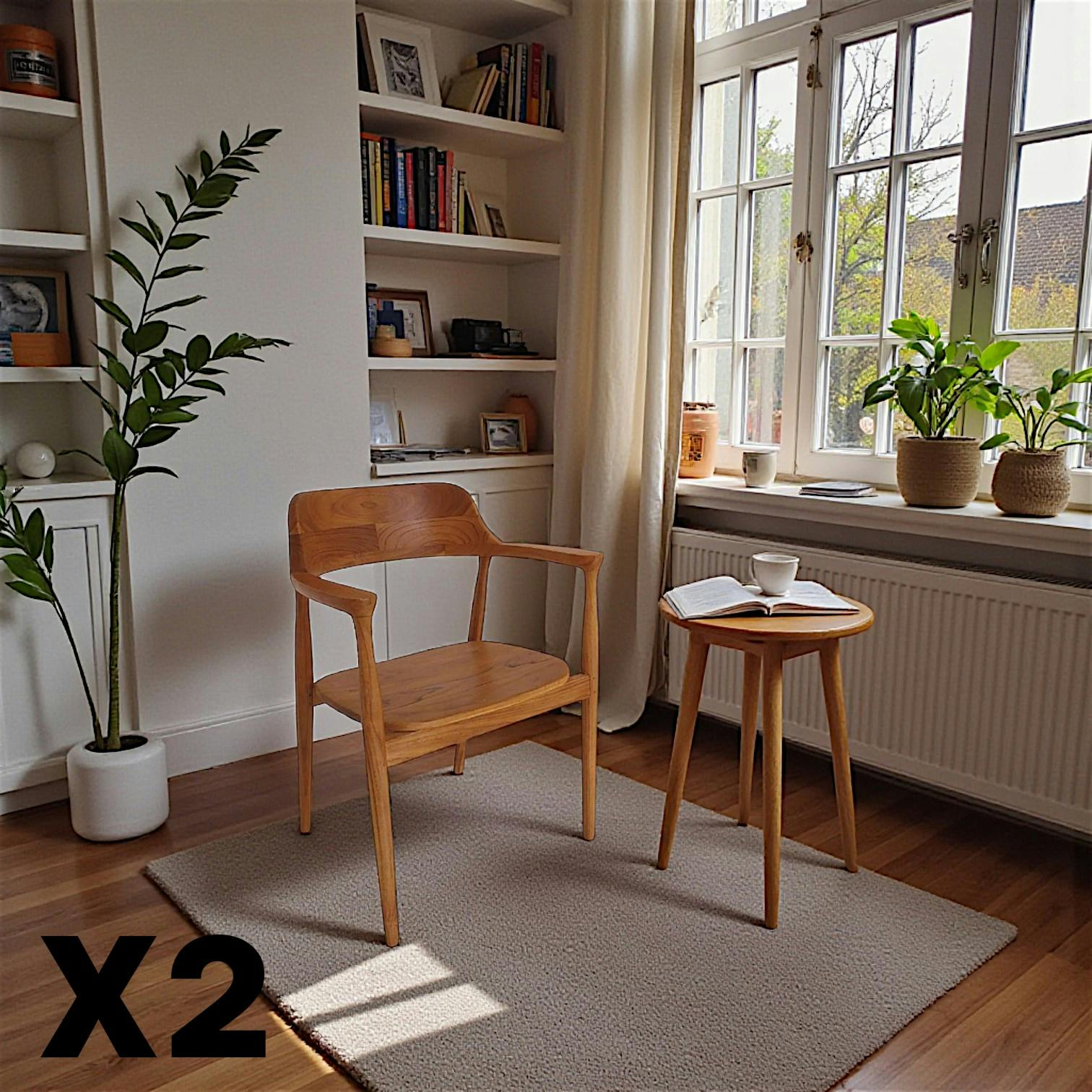 Chaise en bois avec accoudoirs (lot de 2) DEPOK