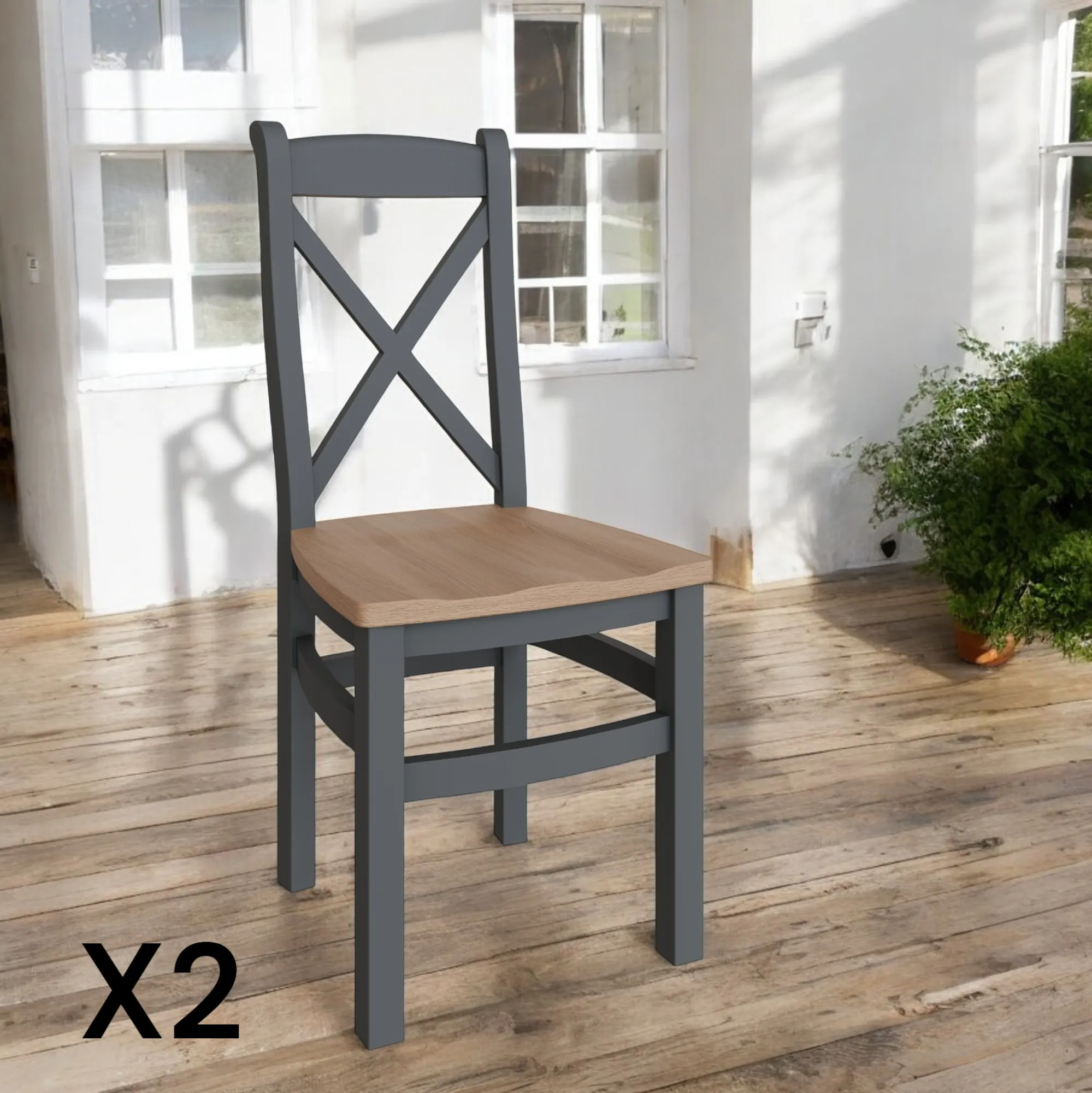 Lot de 2 chaises de jardin avec coussins JAVA Acacia Taupe | Leroy Merlin