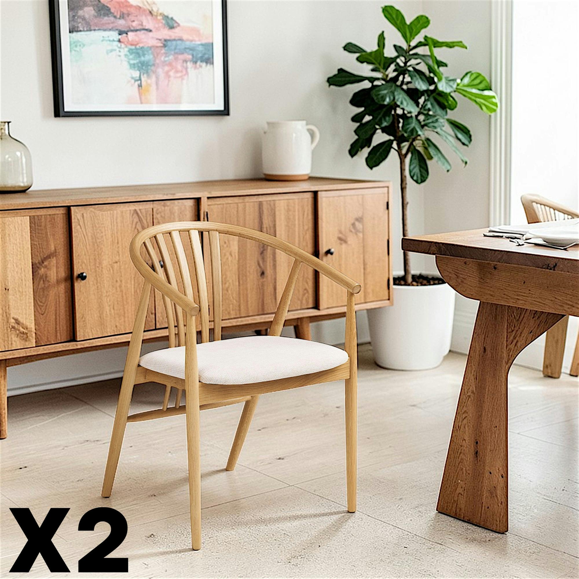 Chaise en bois clair à dossier arrondi (lot de 2) AMSTERDAM