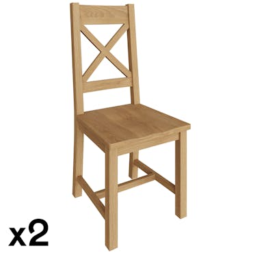  Chaise en bois clair avec dossier croisé (lot de 2) PUERTO