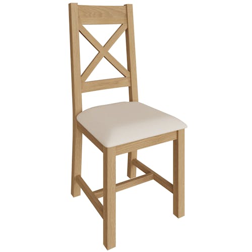 Chaise en bois clair et tissu avec dossier croisé (lot de 2) PUERTO