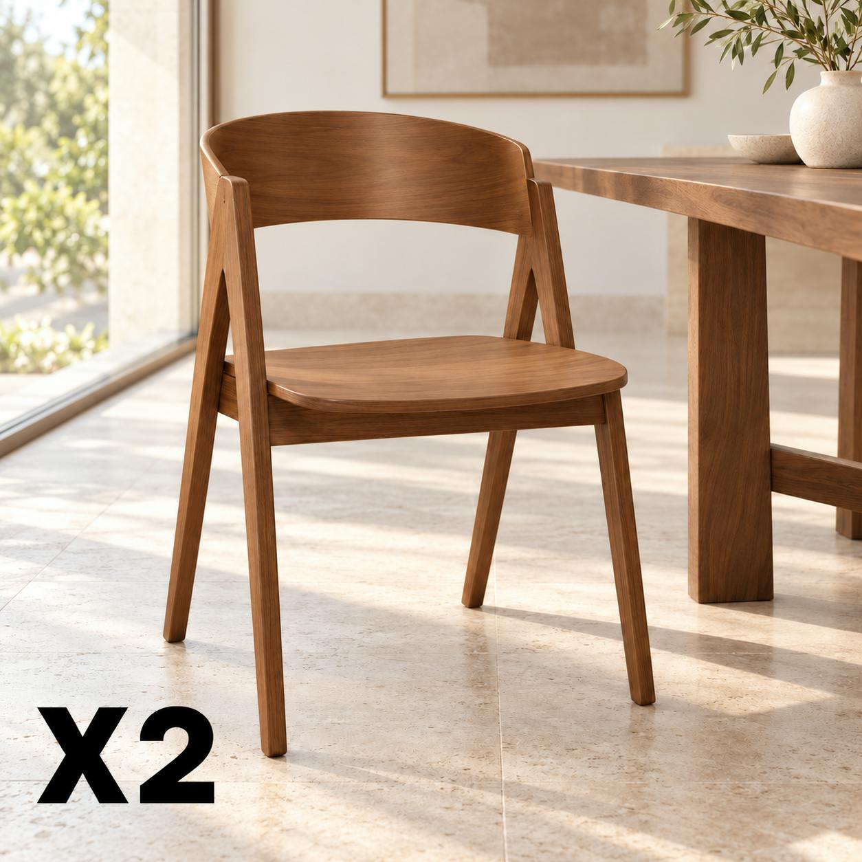 Chaise en bois décor noyer (lot de 2) ORBE