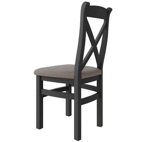 Chaise en bois et tissu avec dossier croisé finition charbon (lot de 2) COVENTRY