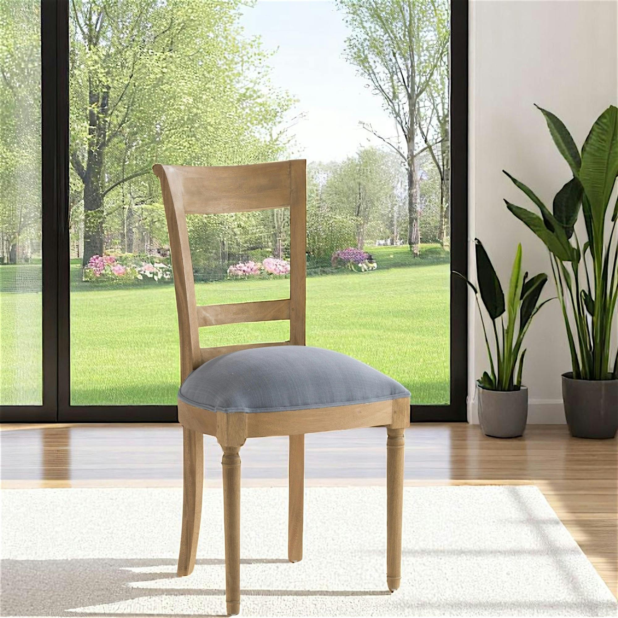 Chaise en bois et tissu gris LEON AMADEUS