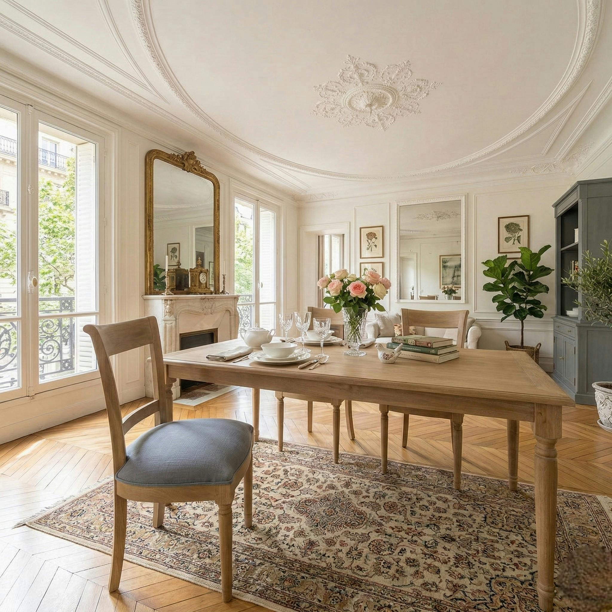 Chaise en bois et tissu gris LEON AMADEUS