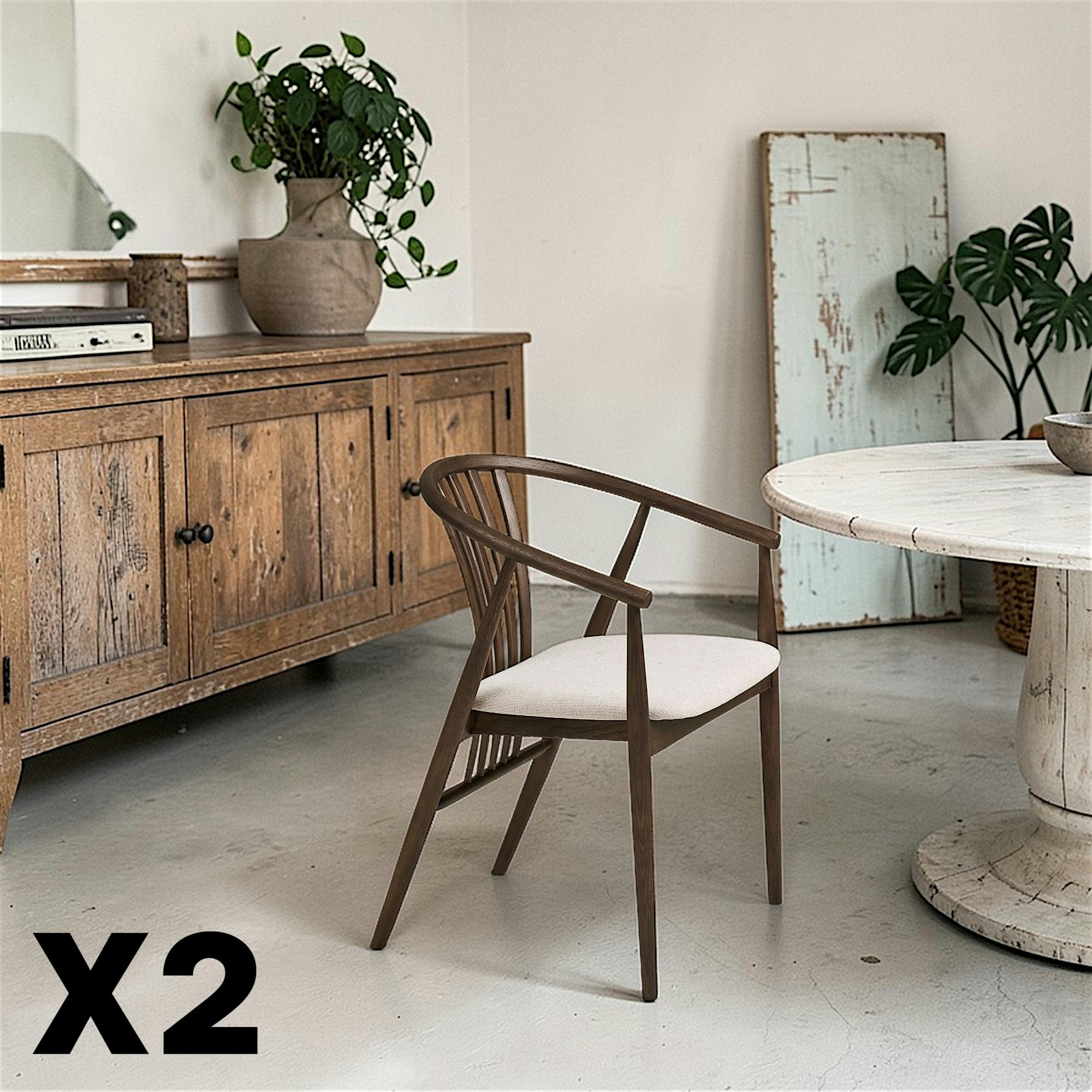 Chaise en bois foncé à dossier arrondi (lot de 2) AMSTERDAM