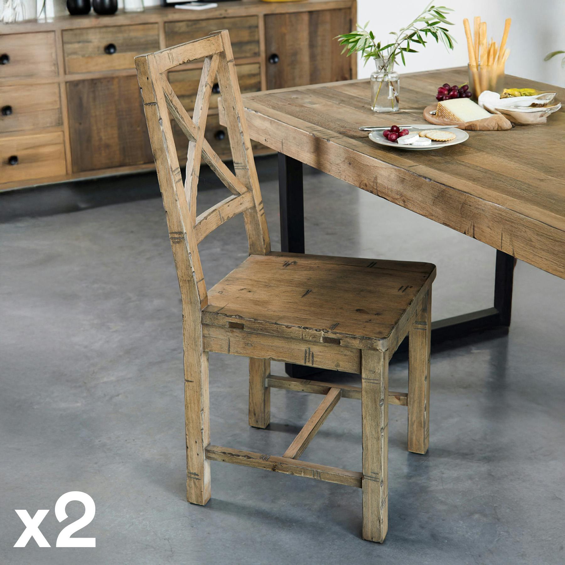 Chaise en bois recyclé BRISBANE (lot de 2)