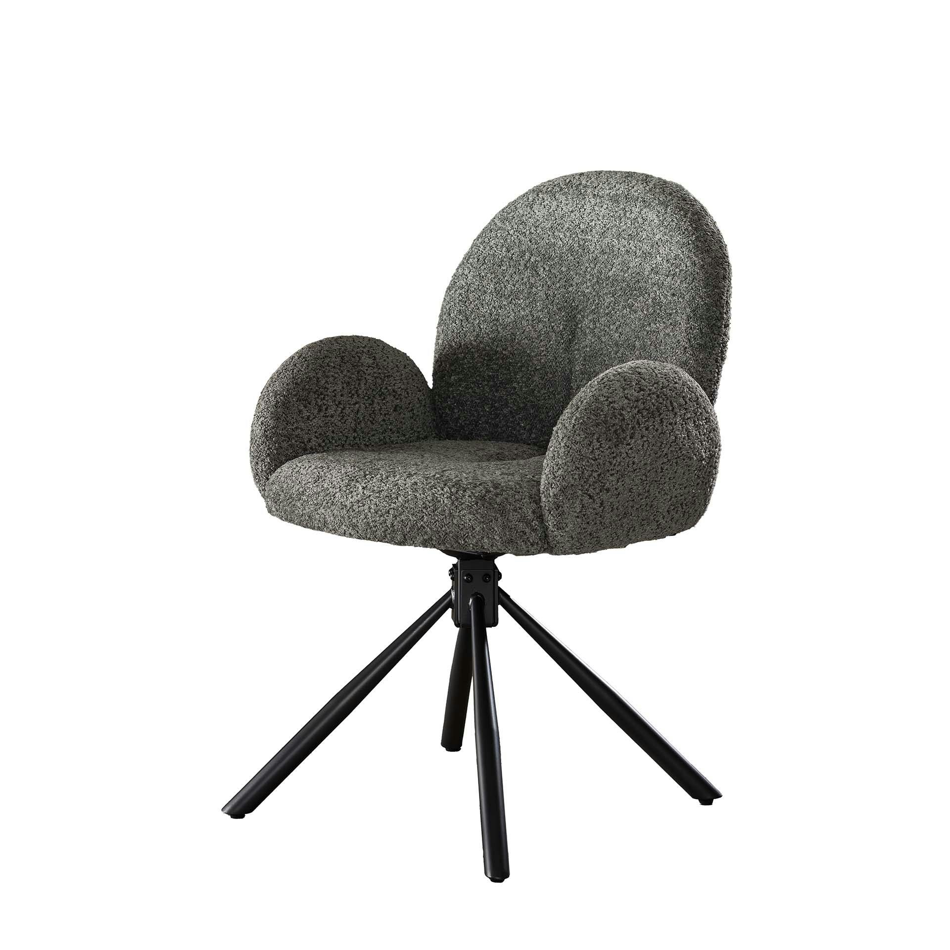 Chaise en bouclette grise forme ronde (lot de 2) GALWAY