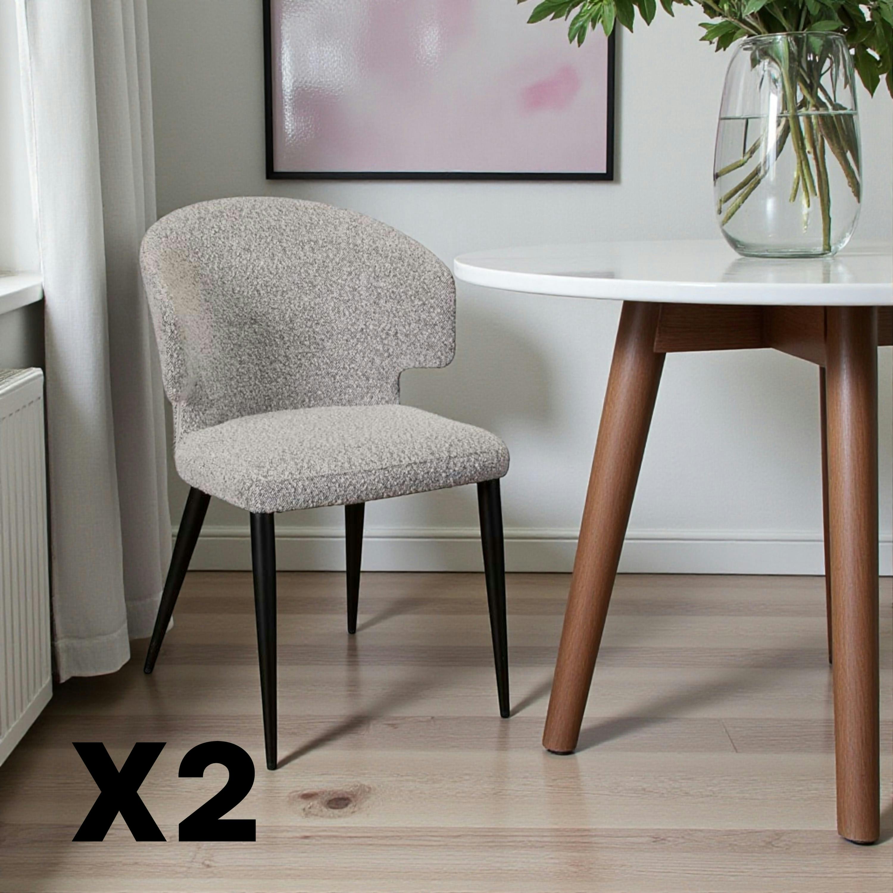 Chaise en bouclette grise pour salle à manger (lot de 2) TREVI