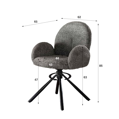 Chaise en bouclette sable forme ronde (lot de 2) GALWAY