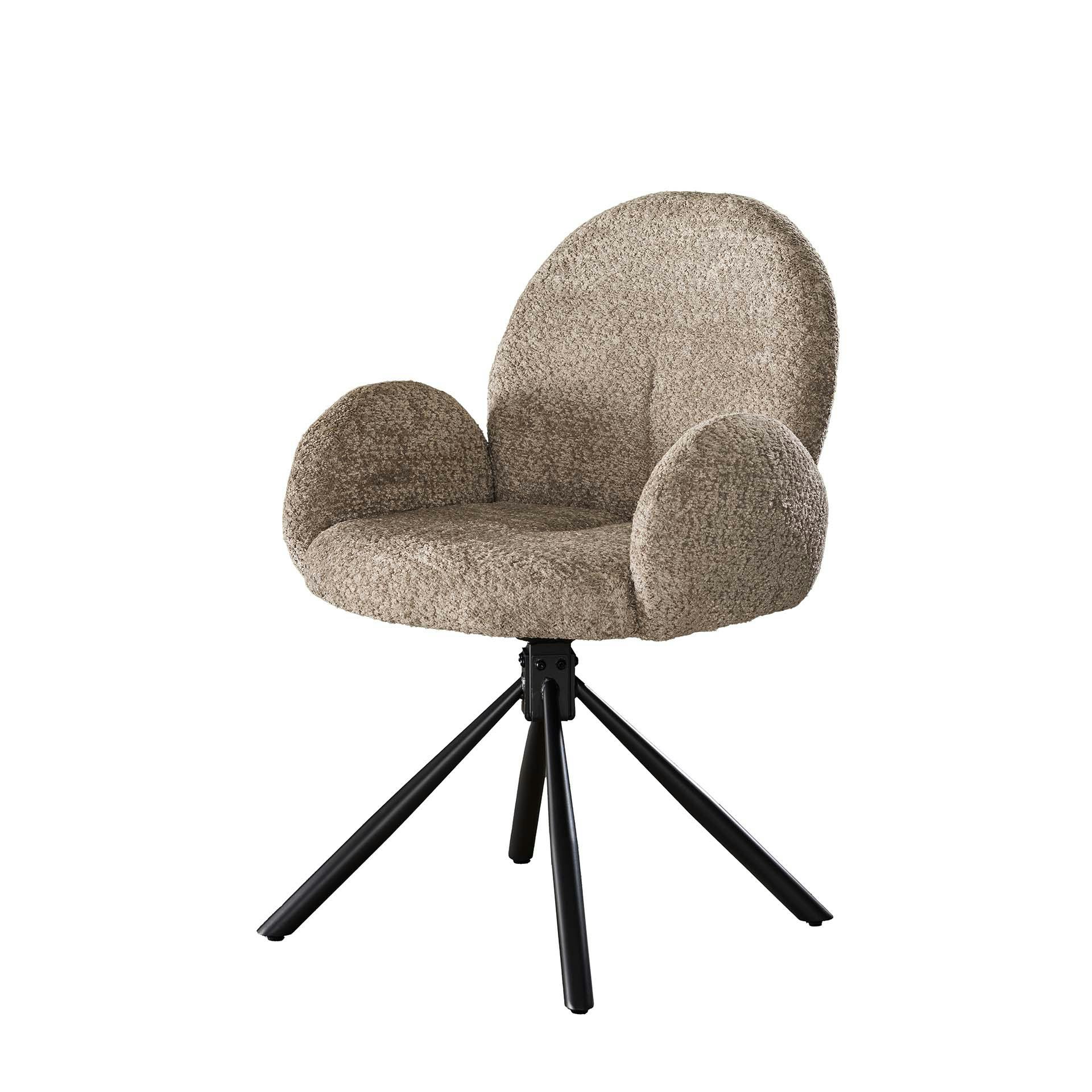 Chaise en bouclette sable forme ronde (lot de 2) GALWAY