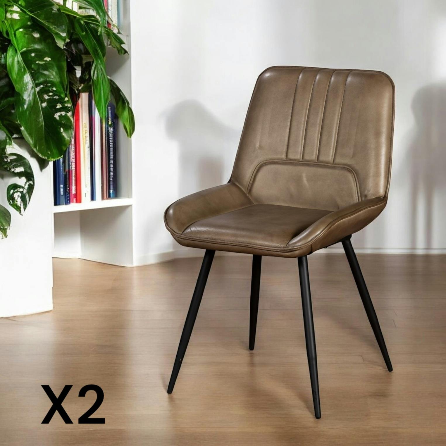 Ensemble de 6 chaises salle à manger rembourrées cuir synthétique noir