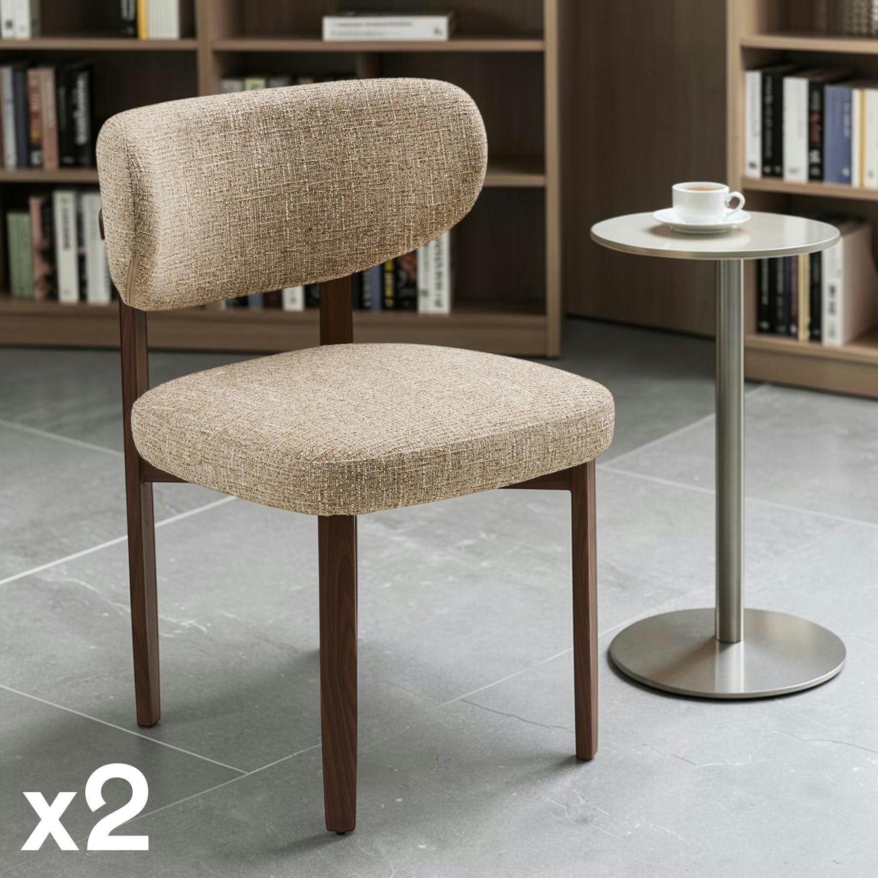 Chaise en tissu brun clair et bois (lot de 2) MONTREUX