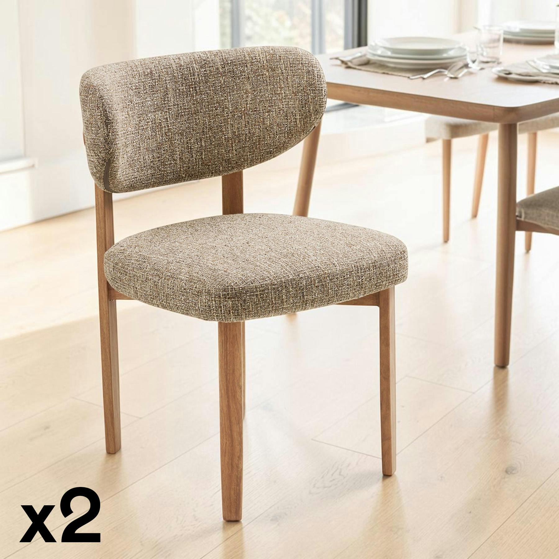 Chaise en tissu brun foncé et bois (lot de 2) MONTREUX