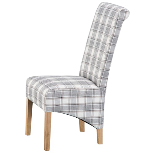 Chaise en tissu écossais gris et écru (lot de 2) COTTAGE