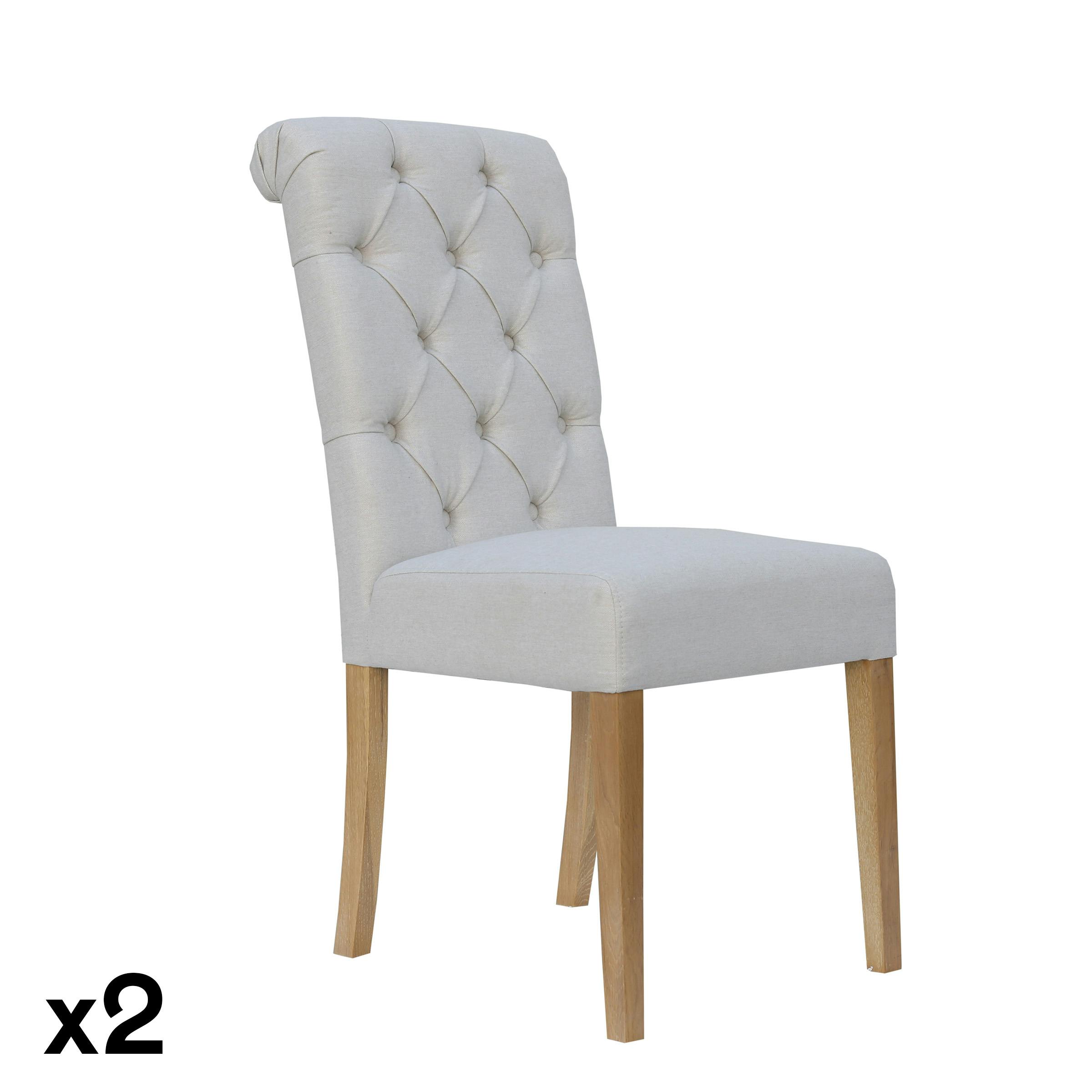 Chaise en tissu écru capitonné (lot de 2) COTTAGE