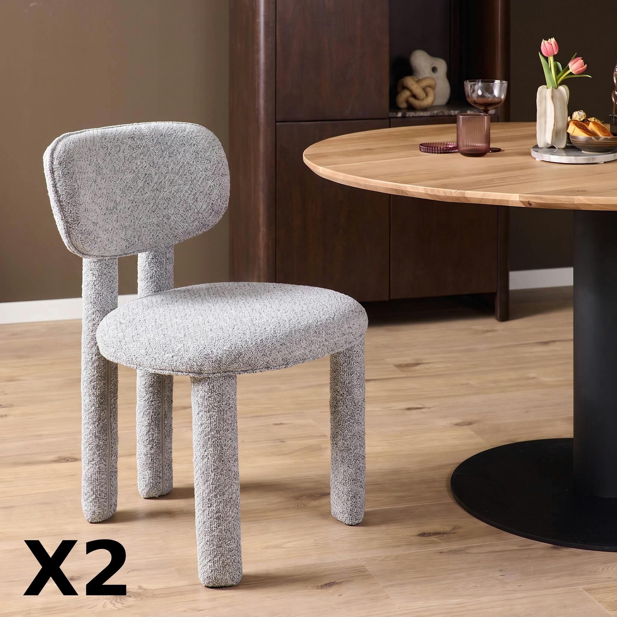 Chaise en tissu grège à pieds ronds (x2) CORTINA