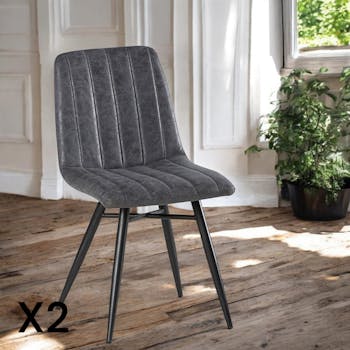 Chaise en tissu gris pieds metal de style contemporain