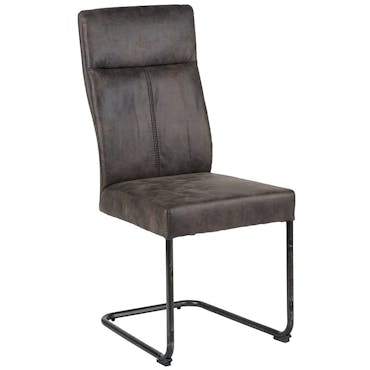  Chaise en tissu microfibres gris et pieds métal noir 45x61x99cm