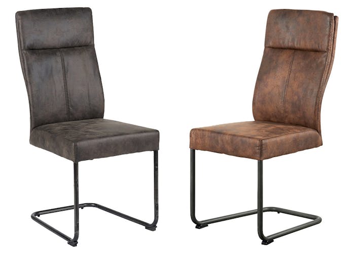 Chaise en tissu microfibres gris et pieds métal noir 45x61x99cm