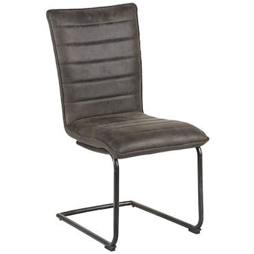  Chaise en tissu microfibres gris et pieds métal noir 46x91x62cm
