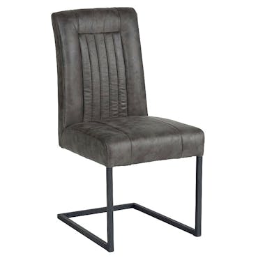  Chaise en tissu microfibres gris et pieds métal noir 47x64x93cm