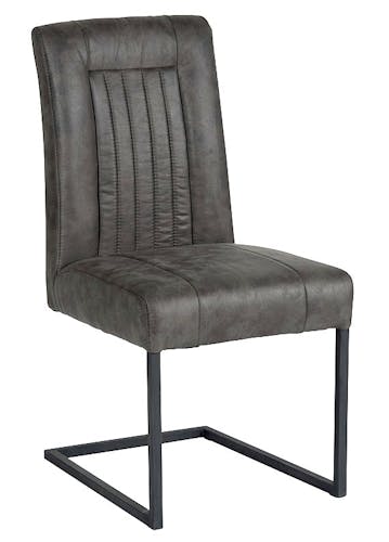 Chaise en tissu microfibres gris et pieds métal noir 47x64x93cm
