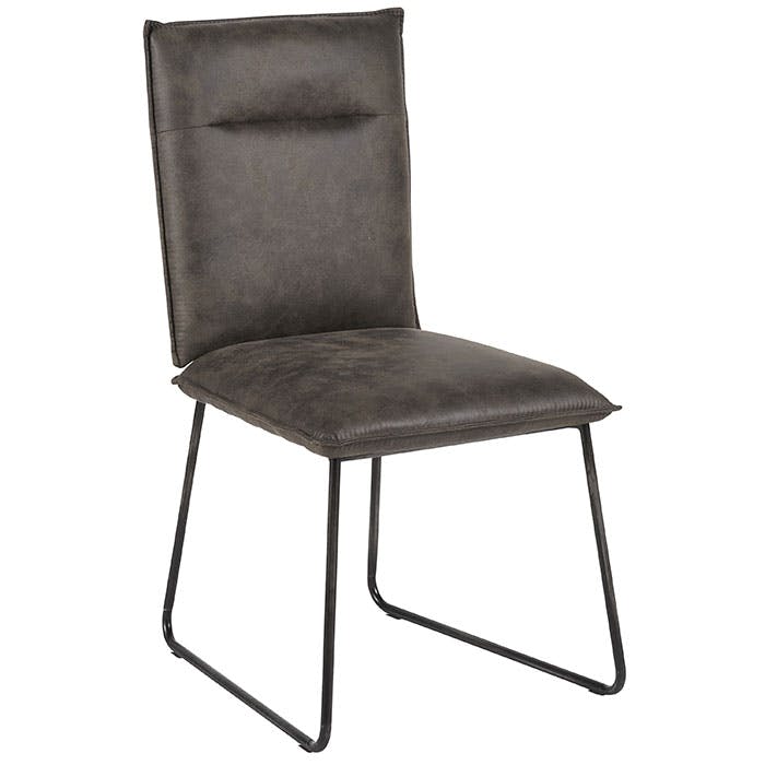 Chaise en tissu microfibres gris et pieds métal noir 48x90x60cm