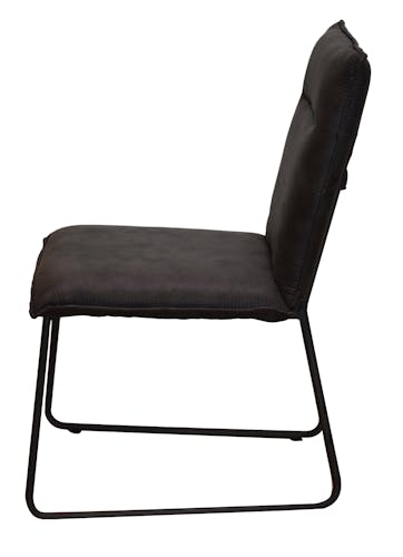 Chaise en tissu microfibres gris et pieds métal noir 48x90x60cm