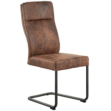  Chaise en tissu microfibres havane et pieds métal noir 45x61x99cm