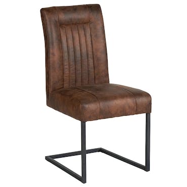  Chaise en tissu microfibres havane et pieds métal noir 47x64x93cm