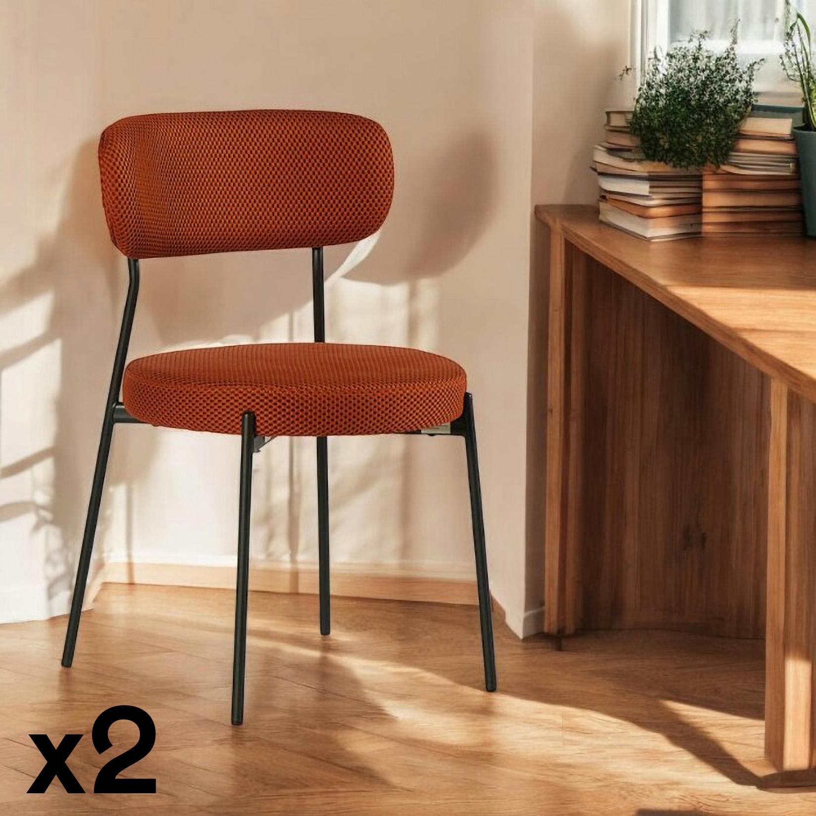 Chaise en tissu résille matelassée terracotta (lot de 2) IENA