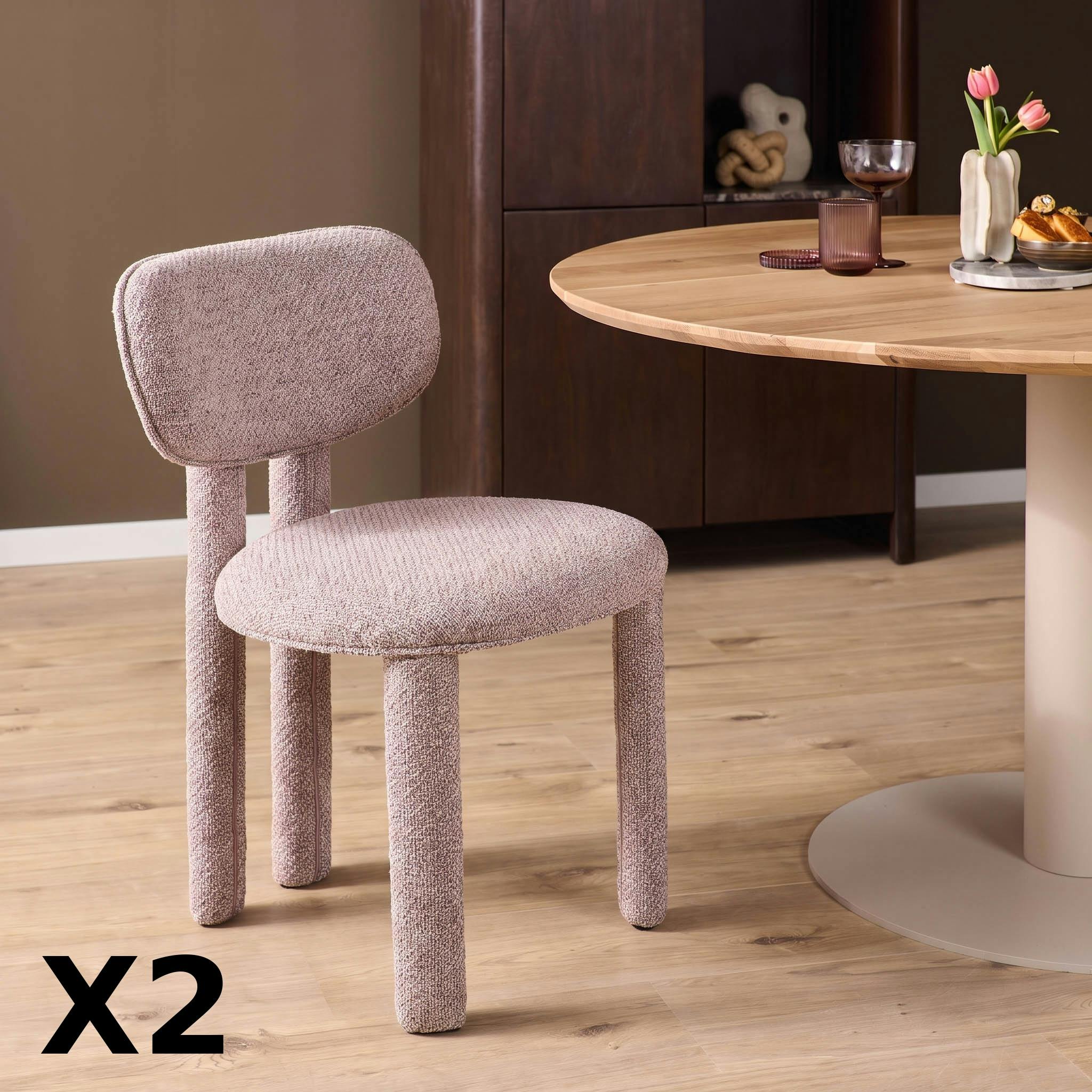 Chaise en tissu rose à pieds ronds (x2) CORTINA