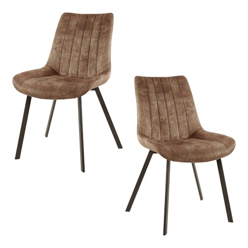 Chaise en velours beige motif ruban (lot de 2) MELBOURNE