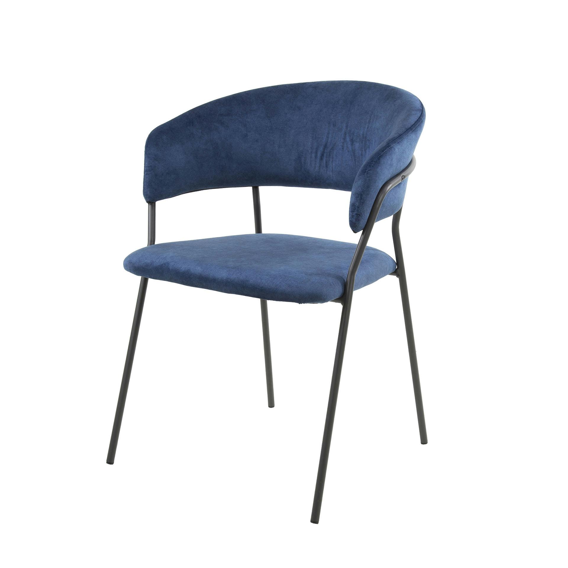 Chaise en velours bleu à dossier rond (lot de 2) MELBOURNE