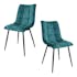 Chaise en velours bleu intense motif damier (lot de 2) PALERME