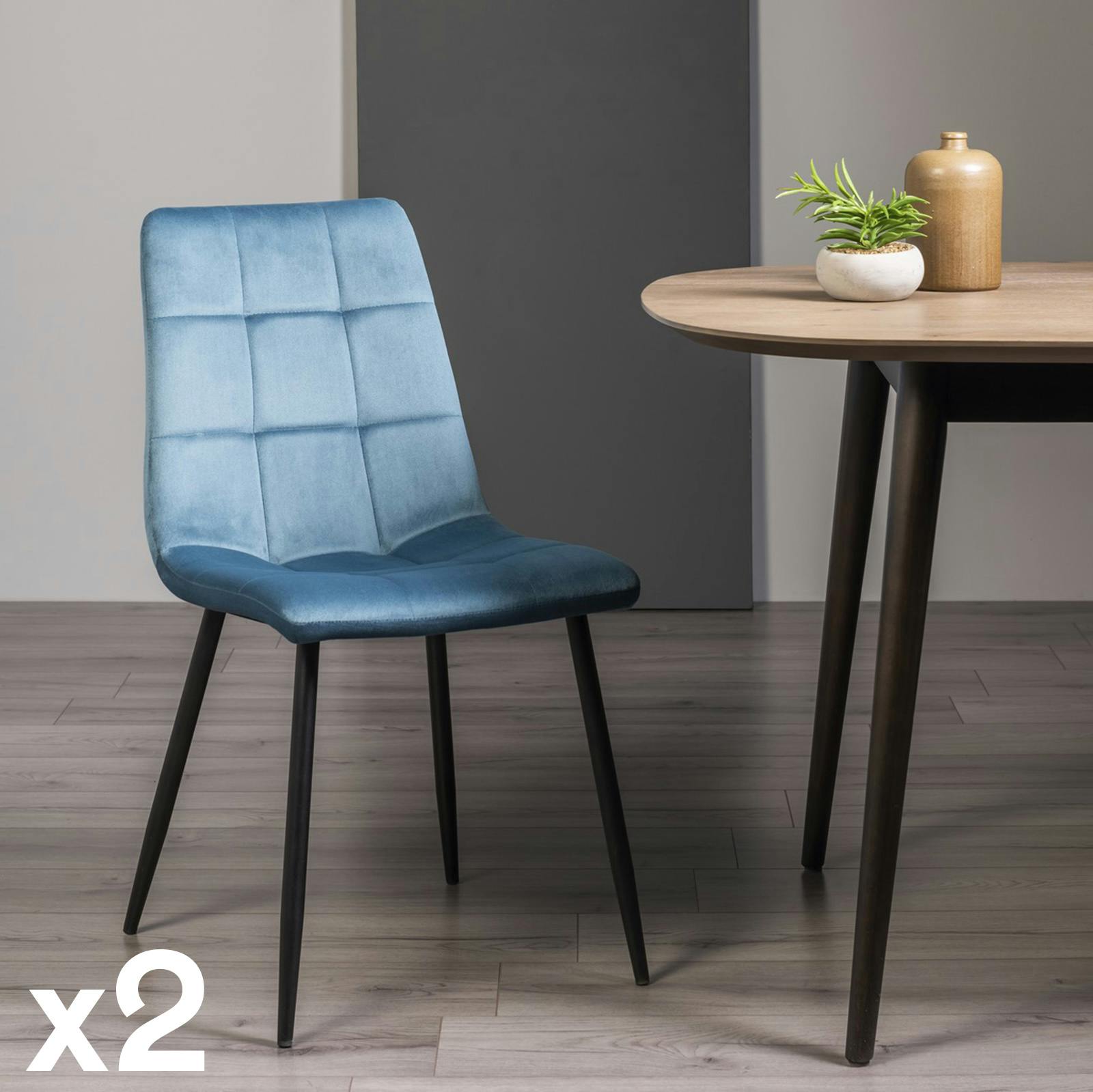 Chaise en velours bleu (lot de 2) ALTA