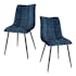 Chaise en velours bleu motif damier (lot de 2) PALERME