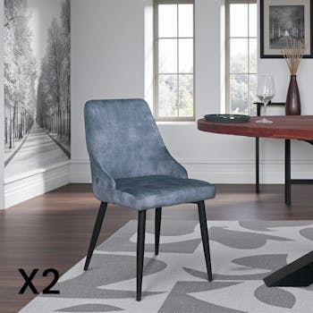 Chaise en velours bleu pétrole (lot de 2) MALMOE