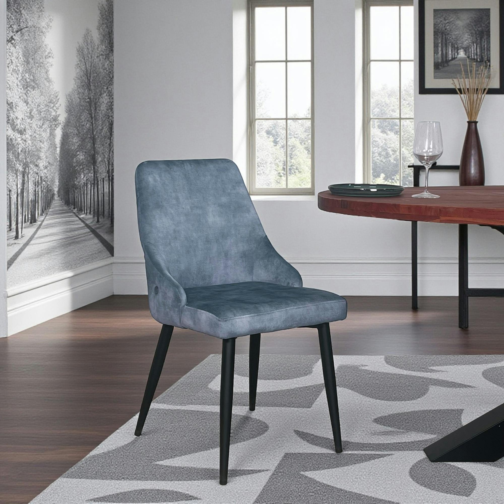 Lot De 2 Chaises De Salle à Manger Modernes – Velours Pétrole, Pieds Acier Noir, Eris-car