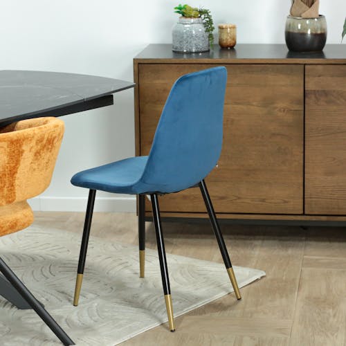 Chaise en velours bleu pieds dorés (lot de 2) GOTEBORG