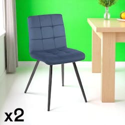 Chaise en velours capitonné bleu MALMOE (lot de 2)