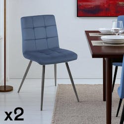 Chaise en velours capitonné bleu MALMOE (lot de 2)