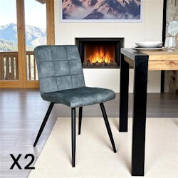 Chaise en velours capitonné bleu pétrole MALMOE (lot de 2)