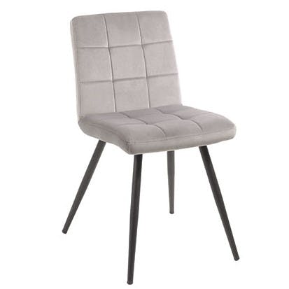 Chaise en velours capitonné gris MALMOE (lot de 2)