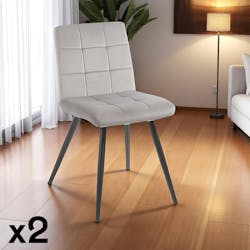 Chaise en velours capitonné gris MALMOE (lot de 2)