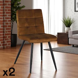 Chaise en velours capitonné moutarde MALMOE (lot de 2)